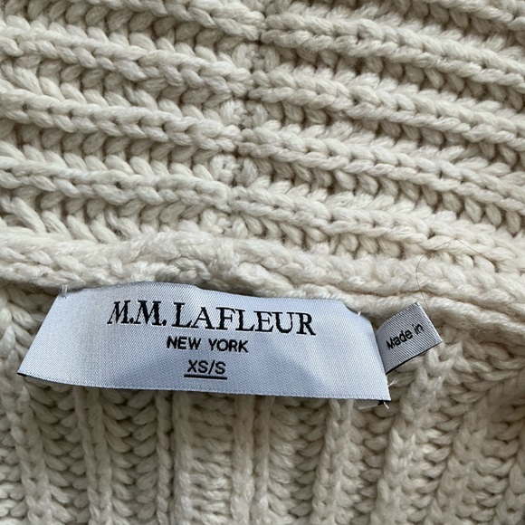 M.M. Lafleur Ivory Cardigan Sweater, Cotton/Merino Wool/Nylon Blend, XS/S - Picture 6 of 9
